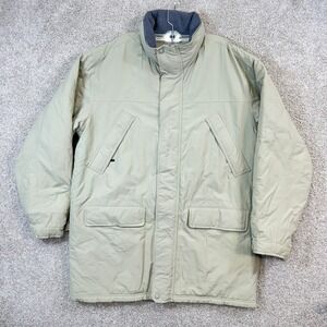 LL Bean Mens Large Tall Field Parka Jacket Tan Fleece Lined Insulated 0 JX86